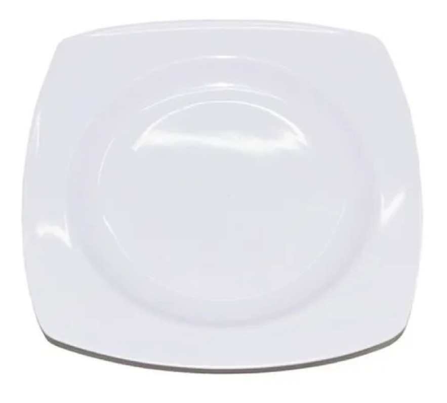 PLATO MELAMINA CUADRADO BLANCO HONDO/PLAYO 300