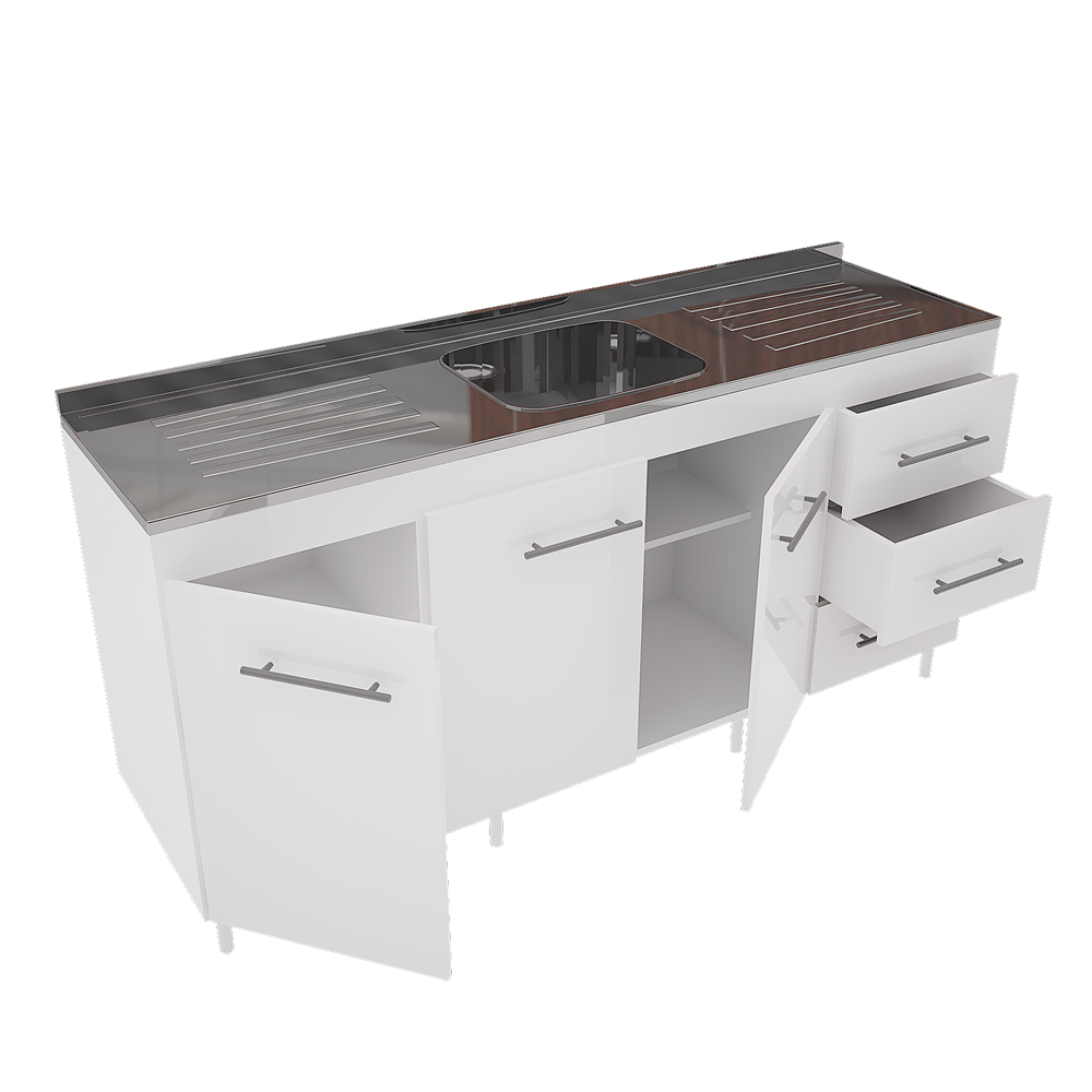 BAJO MESADA ORLANDI C.O. 1,60 BLANCO C/ ESTANTE COD 3000