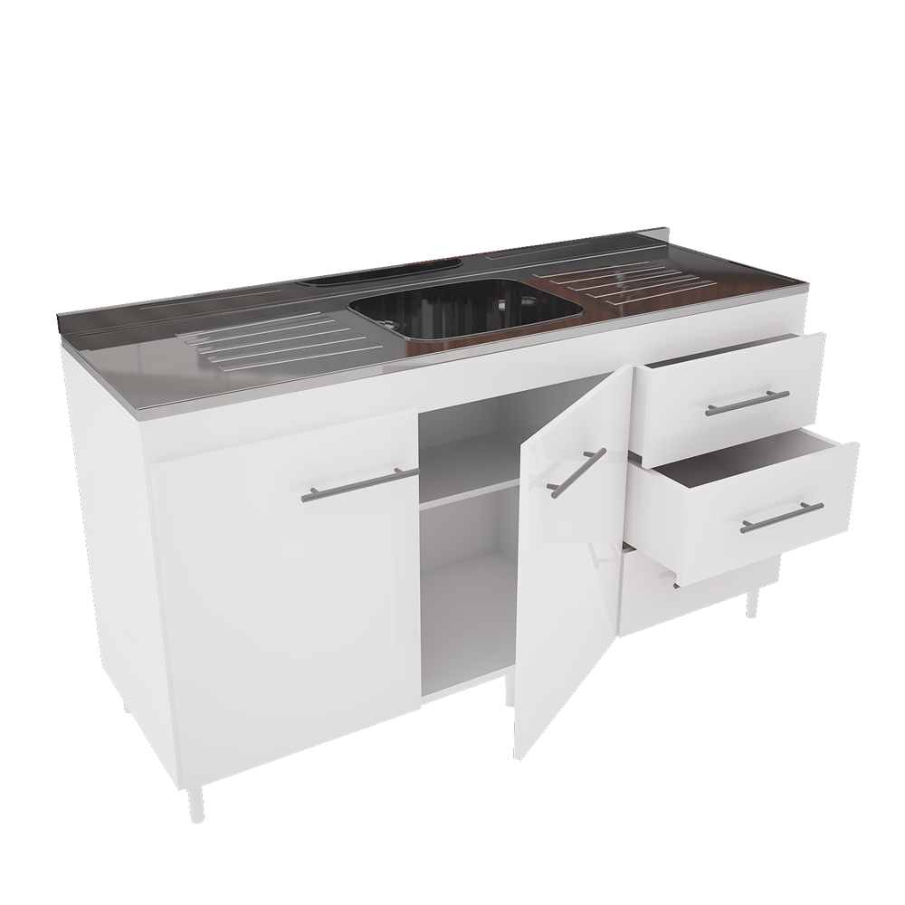 BAJO MESADA ORLANDI C.O. 1,40 C/ESTANTE BLANCO COD 3014