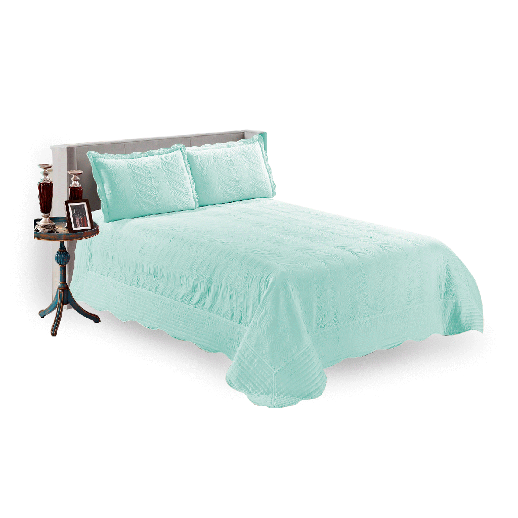 CUBRECAMA AMARELO QUILT LISO KING TURQUESA 13045