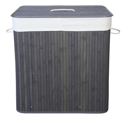 CESTO DOBLE PLEGABLE BAMBU VONNE ORG117 RECTANGULAR GRIS
