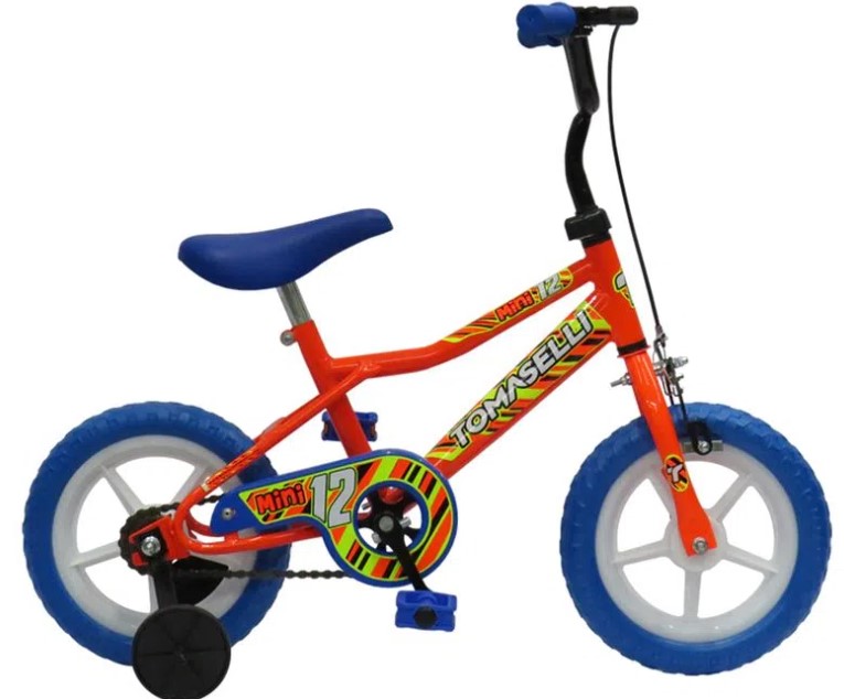BICICLETA TOMASELLI R12 VARON CAM/CUBIER NARANJA