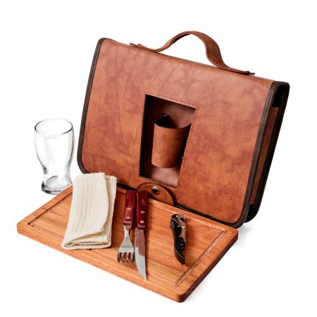 SET ASADO VASO VIDRIO MARRON