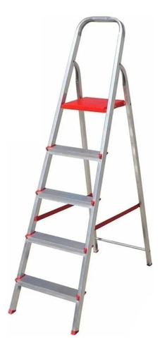 ESCALERA LUSQTOFF DOMESTICA DE ALUMINIO 5 GRADO ESL166-75