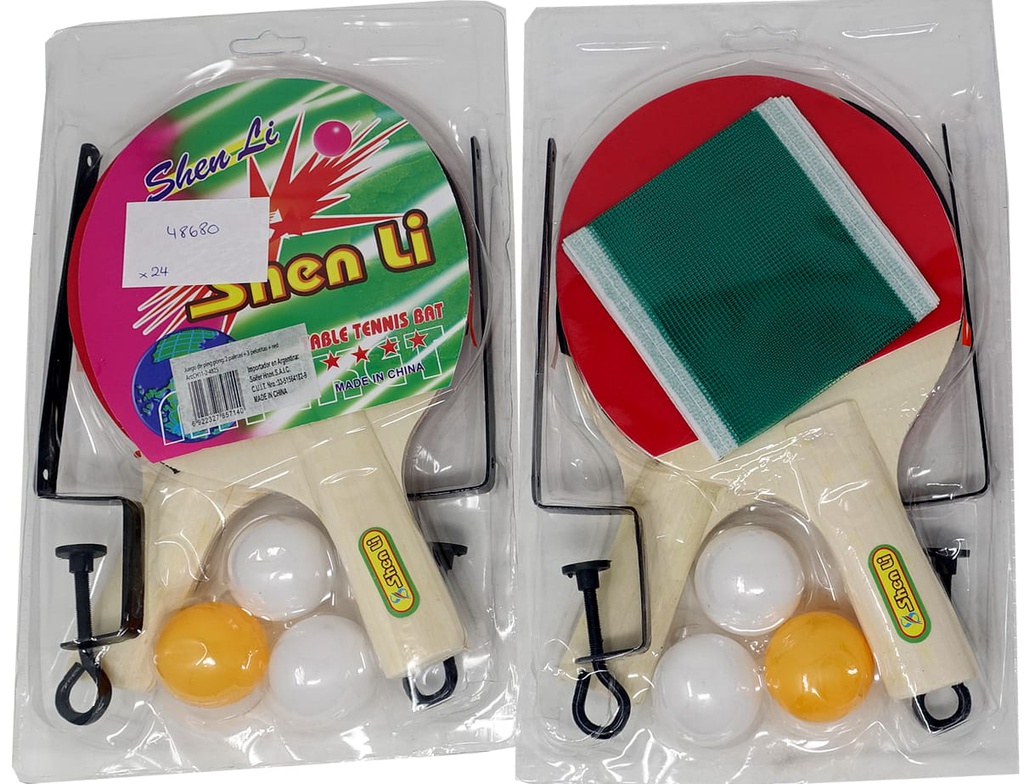 JUEGO SET PING PONG C/3 PELOTITAS + RED ART  111056
