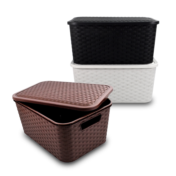 CANASTO PLAST. RATAN C/TAPA 15L 3902