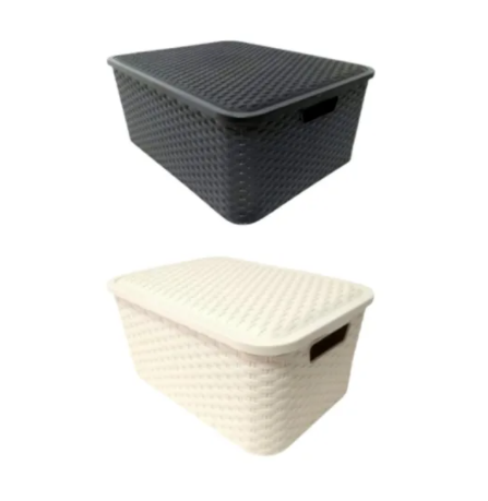 CANASTO PLAST.RATAN C/TAPA 35L 3903