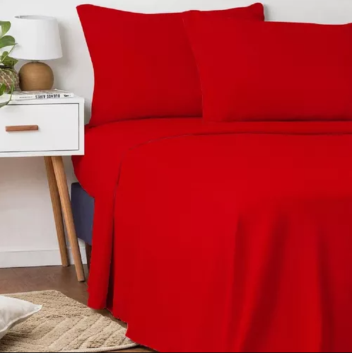 SABANAS LEMON PIE COTTON TOUCH LISA  1 1/2 ROJO