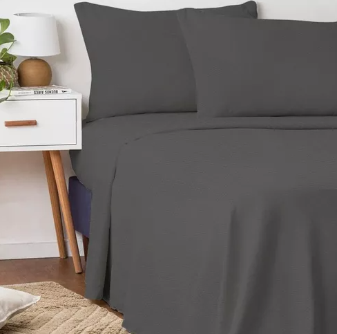 SABANA LEMON PIE SATEN LISA 1 1/2 GRIS OSCURO