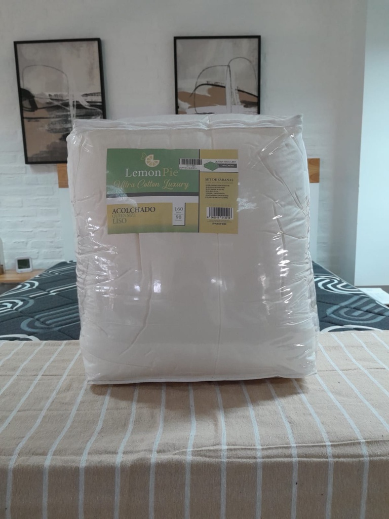 ACOLCHADO LEMON PIE COTTON QUEEN LISO BEIGE