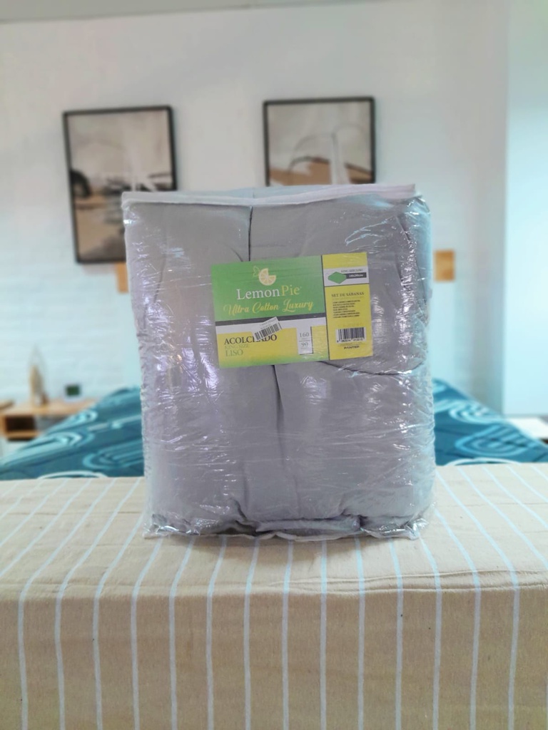 ACOLCHADO LEMON PIE COTTON KING LISO GRIS