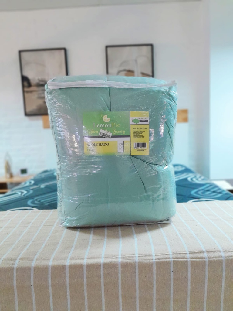 ACOLCHADO LEMON PIE COTTON KING LISO VERDE
