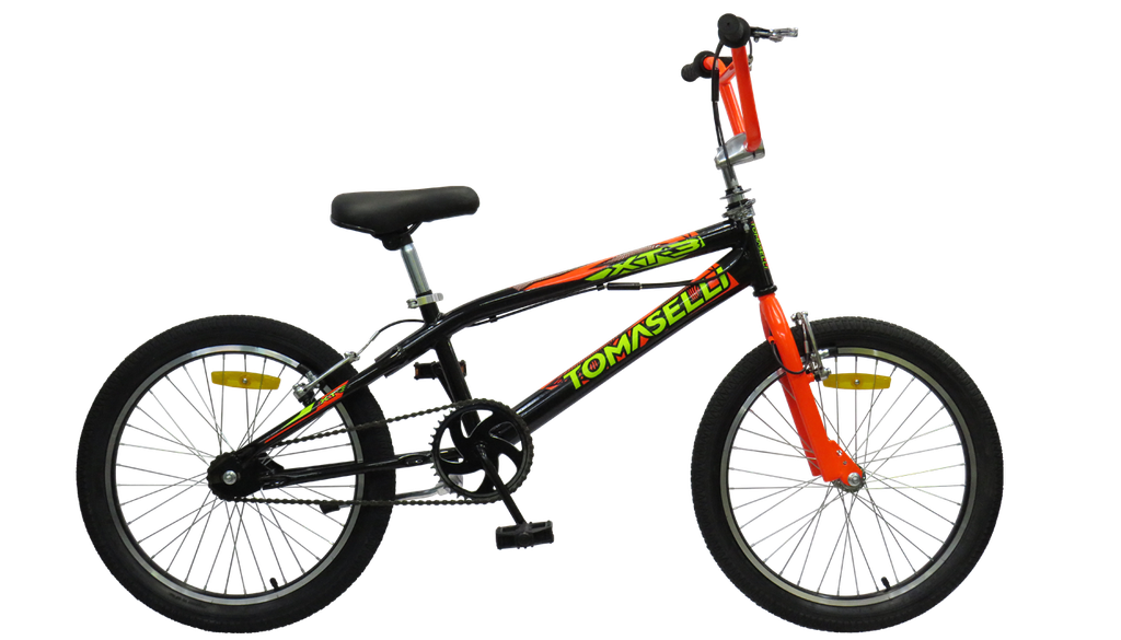 BICICLETA TOMASELLI FREESTYLE XT3 ROD 20 NARANJA NEGRO AMARILLO