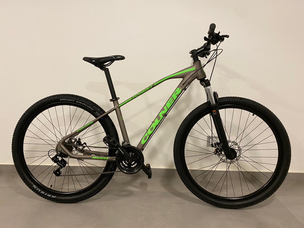 BICICLETA COLNER FOREST R29 21V T18 GRIS VERDE + ENTRENADOR OXEA