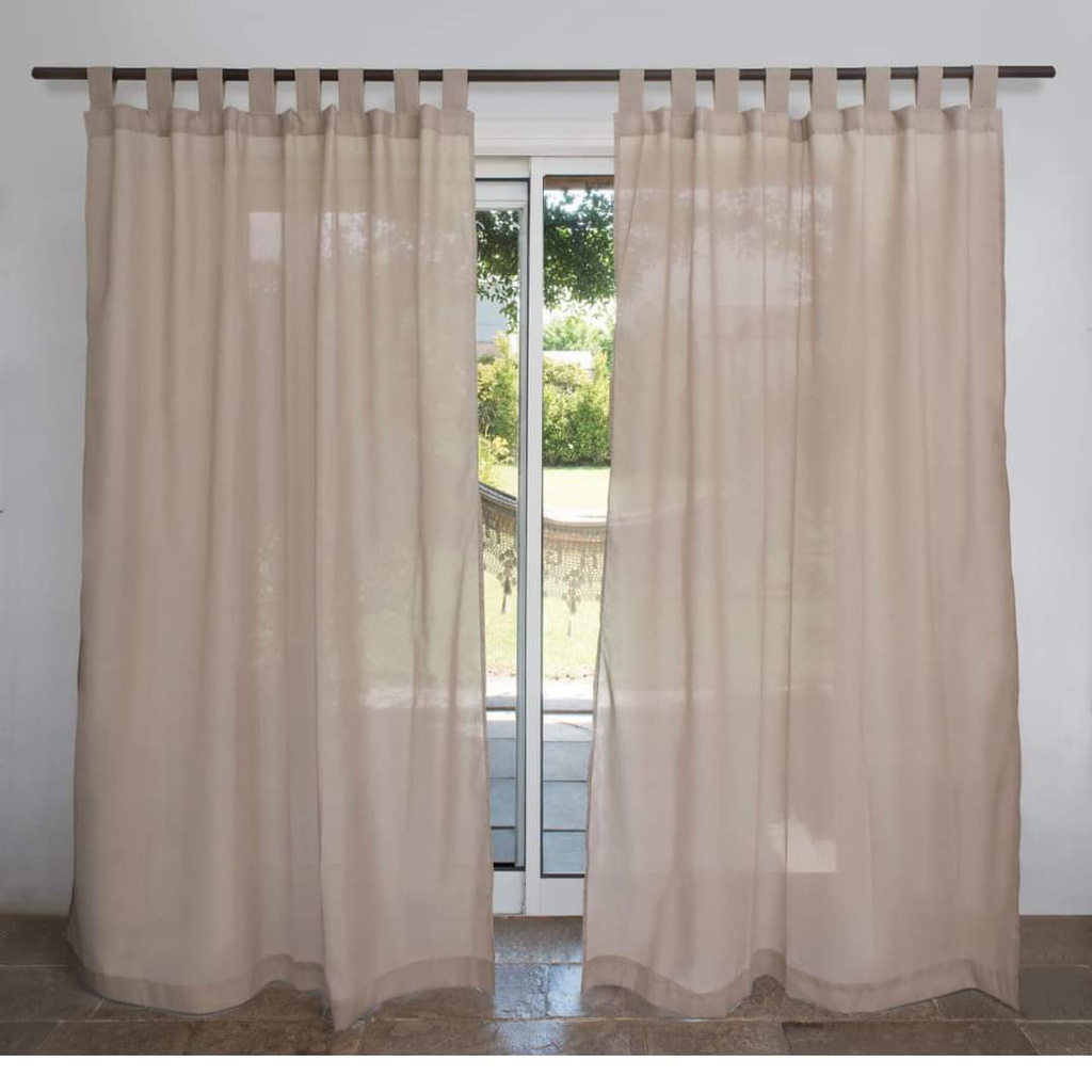 CORTINAS FANTASIA TROPICAL LISA SIN BOTON C/PRESILLAS BEIGE 228222