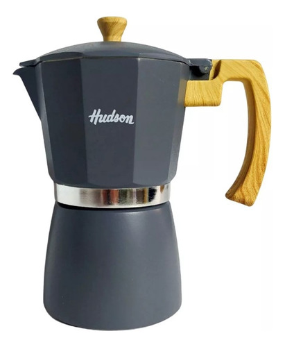 CAFETERA HUDSON M023 ITALIANA DE ALUMINIO ESMALTADO GRIS 9 TAZAS