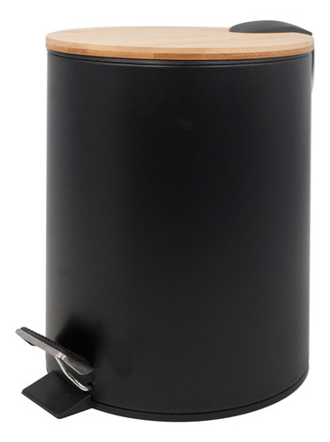 CESTO VONNE CCRI-3LBN ACERO NEGRO TAPA BAMBU 3L