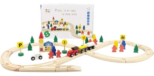 JUGUETE CUBETA PISTA DE TRENES DE MADERA MT08736