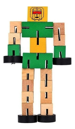 JUGUETE CUBETA ROBOT TRANSFORMER MADERA MT08809