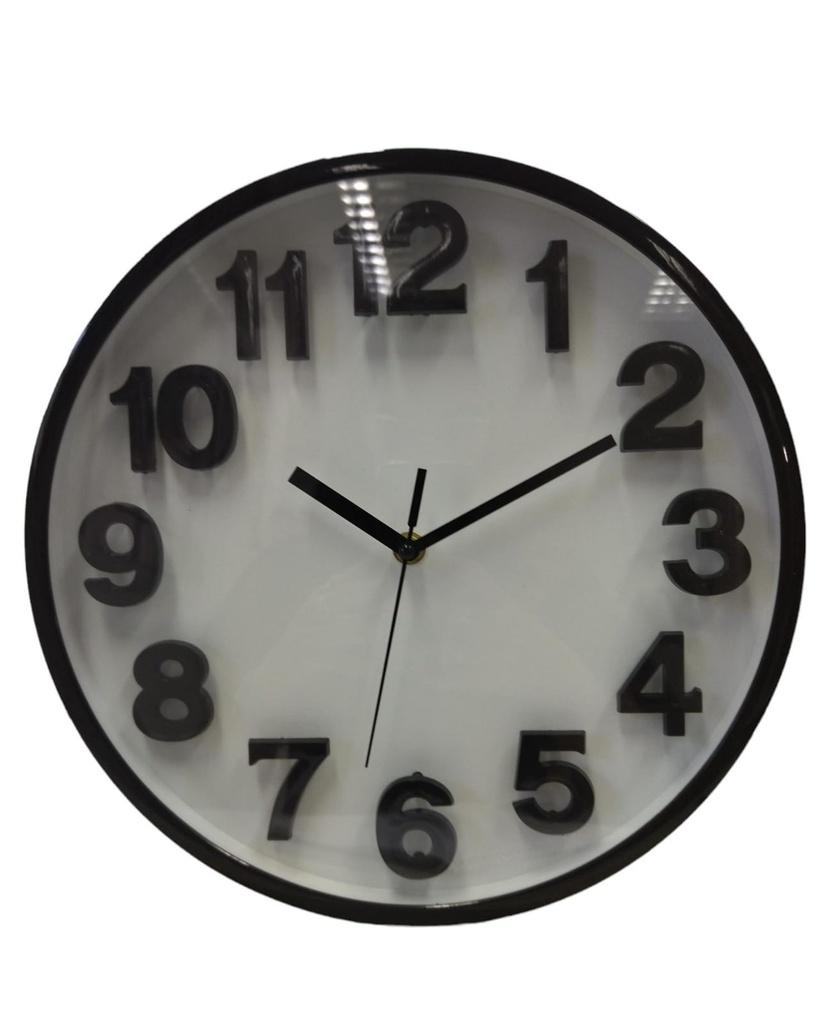 RELOJ DE PARED 30 CM DIAM NEGRO