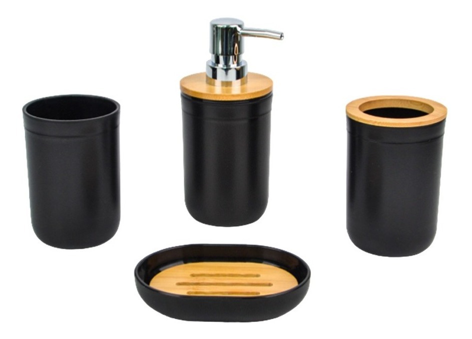 JUEGO DE BAÑO 4 PIEZAS CON BAMBU