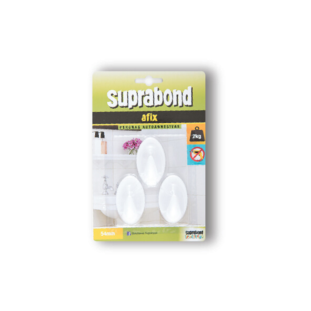 PERCHAS AUTOADHESIVAS OVAL X 3 U 54MM TRANSP  AFX P54 TO