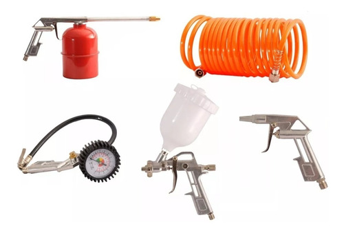 KIT DE AIRE 5 PZAS KLD3041 C/PISTOLA P/PINTAR GRAVEDAD