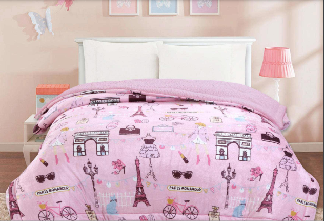 EDREDON FLANNEL 86101T 1.60 X 2.20 ESTAMPADO PARIS ROSA