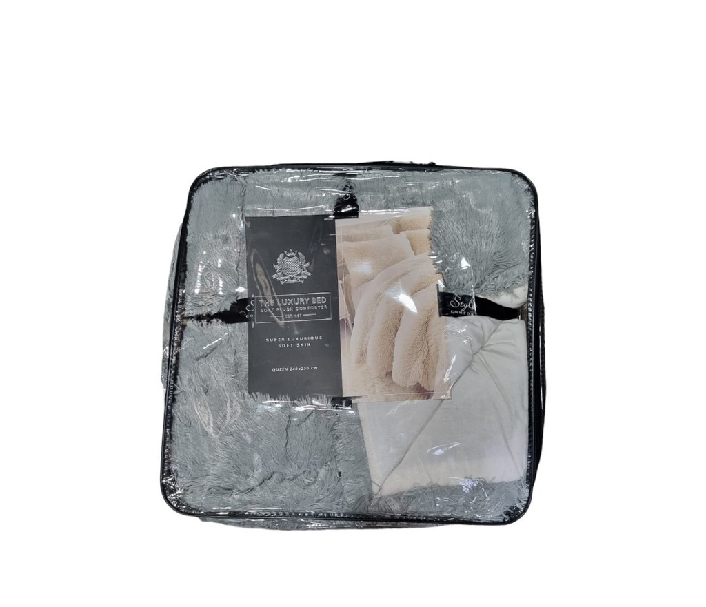 ACOLCHADO PV PLUSH QUEEN BLANCO/ICE GREY 1121