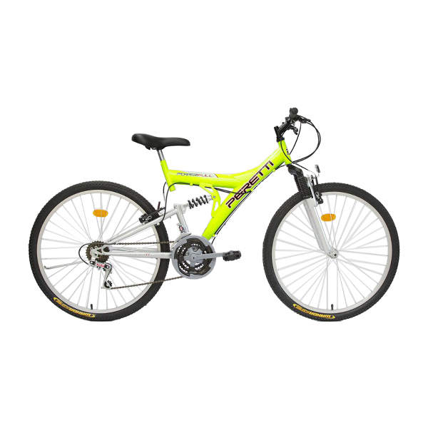 BICICLETA PERETTI NIÑO R26 MTB 21V DOBLE SUSP AMARILLA