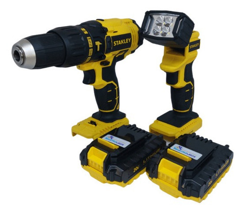 TALADRO PERCUTOR INALAMBRICO STANLEY SCHF20C2K CON LINTERNA LED DE ION DE LITIO