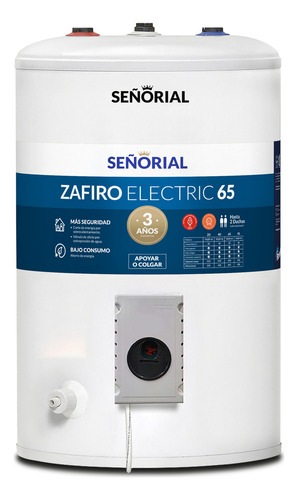 TERMOTANQUE ELECTRICO SEÑORIAL TESZP-65 ZAFIRO BLANCO
