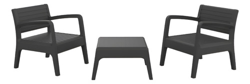 SET MUEBLE MIAMI TETE SHAF BER55450 GRAFITO (2 SILLAS + 1 MESA)