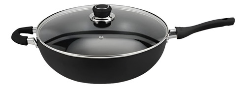 WOK HUDSON CC32SF DE ALUMINIO C/ANTIADHERENTE Y TAPA CRISTAL 32 CM