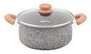 CACEROLA HUDSON FGRA07 DE ALUMINIO FORJADO 24CM C/ANTIADH. GRANITO Y TAPA DE CRISTAL