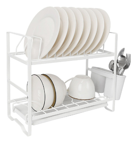 ESCURRIDOR DE PLATOS HUDSON SP15 CHICO 2 PISOS BLANCO