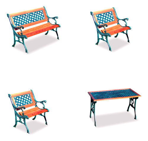 COMBO MESA Y BANCOS MUEBLES LOBOS ESTERILLA
