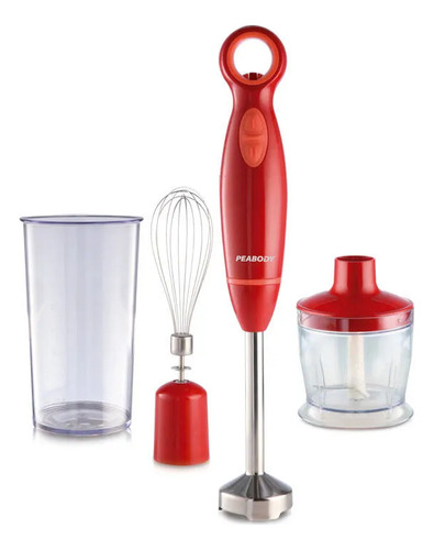 LICUADORA DE MANO PEABODY PE-LMA323R C/ACC. PICADOR 600W ROJA