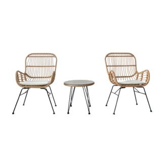 SET MUEBLE HANNA TRIBECA KD62/BE COLOR BEIGE (2 SILLONES + 1 MESA)