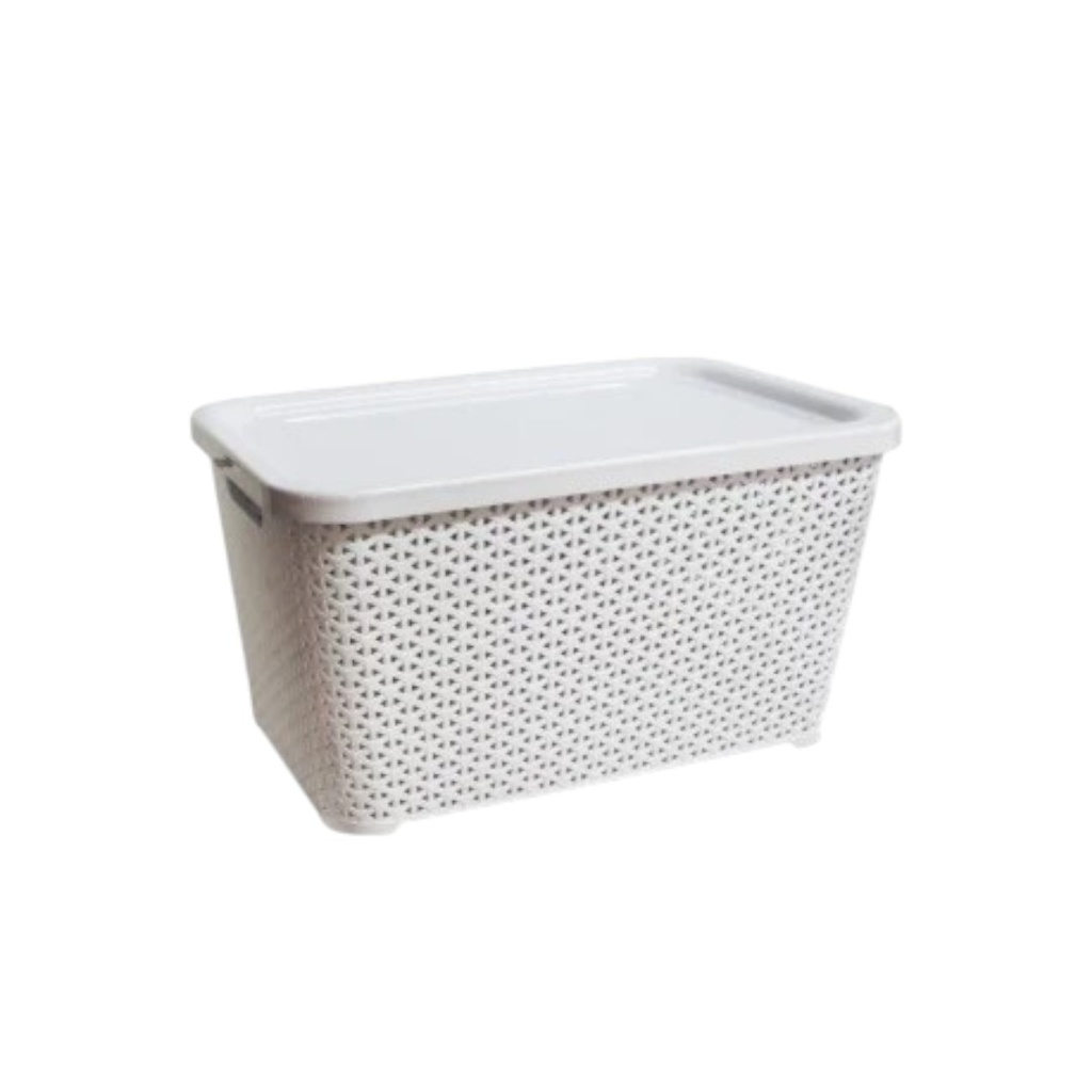 CESTO RATAN DEL PLASTIC COD.1954 RECTANGULAR MEDIANO C/TAPA