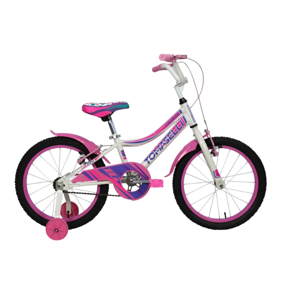 BICICLETA TOMASELLI RIDER TRIF202BLA R20 FULL DAMA BLANCO FUCCIA