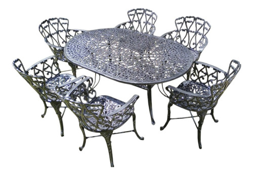 JUEGO DE JARDIN BOSTON X6 SILLONES OVAL GRIS