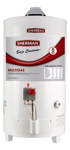 TERMOTANQUE A GAS SHERMAN TPGP050MSH13 PIE MULTIGAS 50L