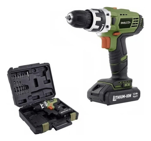 TALADRO INALAMBRICO PHILCO TI1401P C/BATERIA, MALETIN Y ACCESORIOS