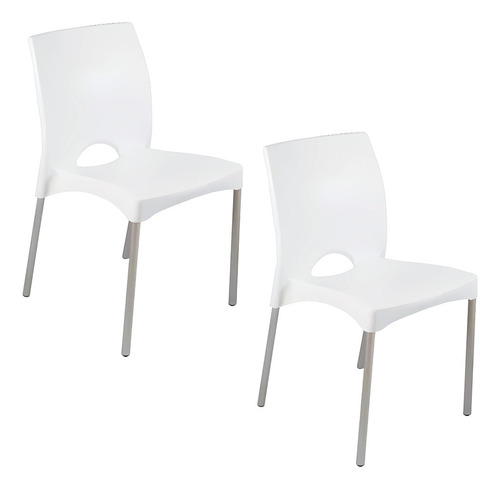 COMBO X2 SILLA BOSTON PATAS DE ALUMINIO BLANCA