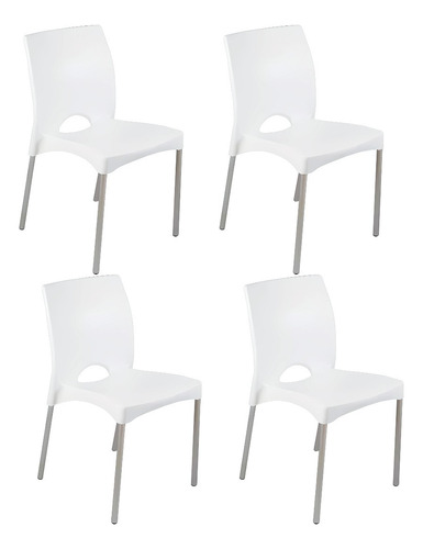 COMBO X4 SILLA BOSTON PATAS DE ALUMINIO BLANCA