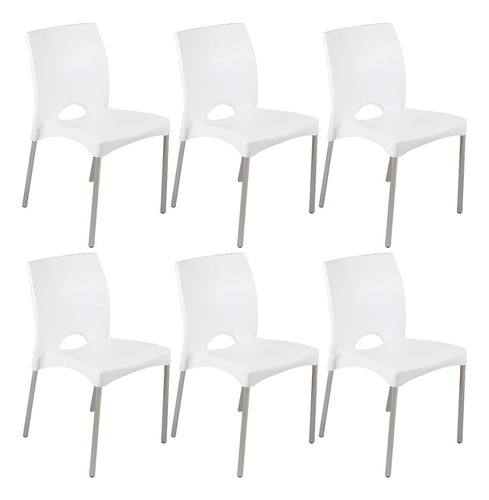 COMBO X6 SILLA BOSTON PATAS DE ALUMINIO BLANCA