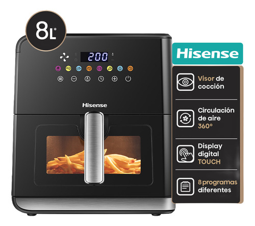 FREIDORA DE AIRE DIGITAL HISENSE H09AFBKS4S 8L CUOTA MELI