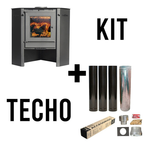 ESTUFA A LEÑA LEPEN 15000 CAL. RINCONERO + KIT TECHO 6" 12 CUOTAS