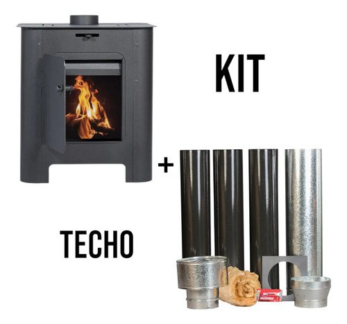 ESTUFA A LEÑA ECO TROMEN 7000 + KIT DE TECHO 4" ENLOZADO